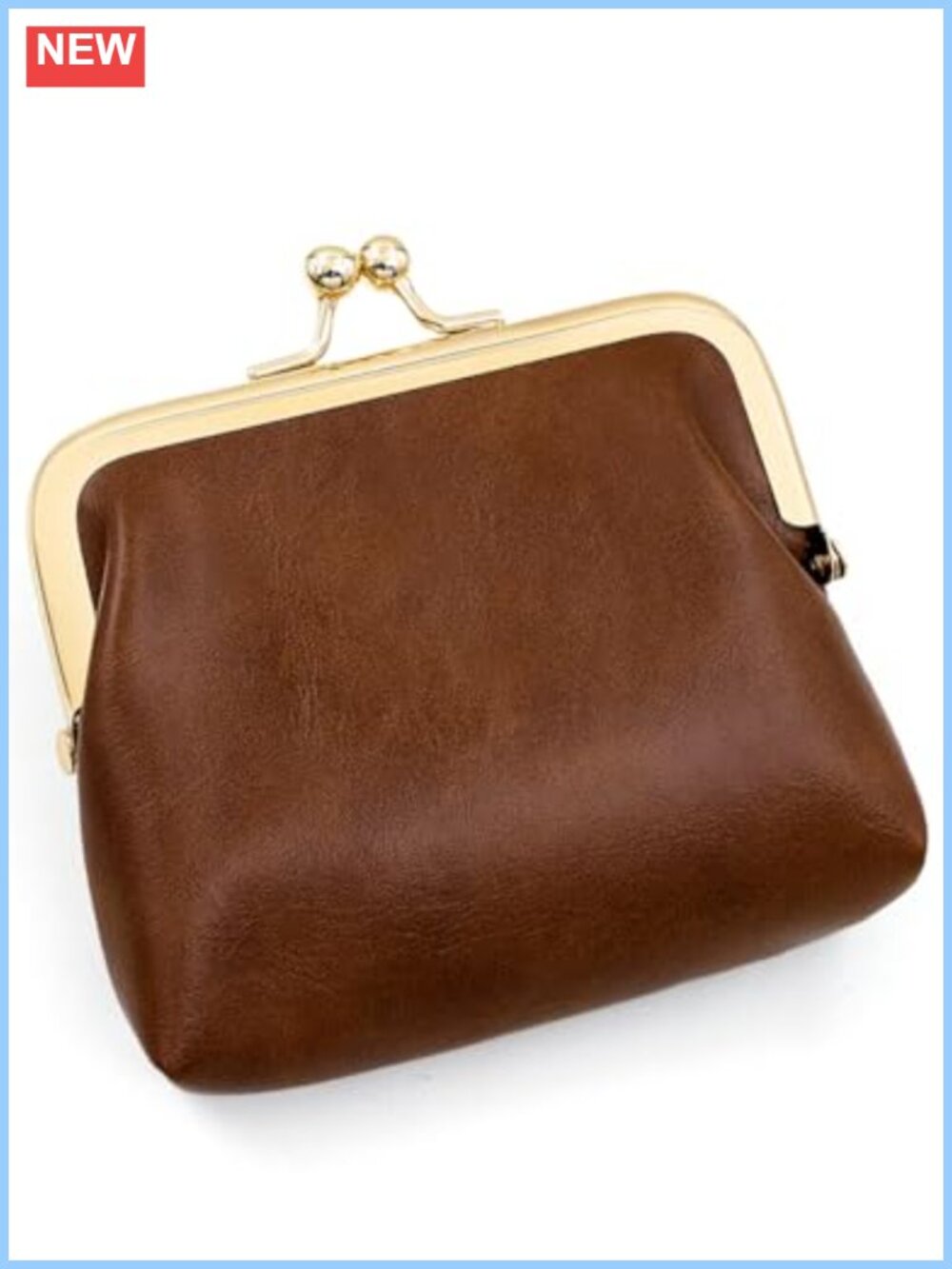 Small PU Leather Kiss Lock Coin Purse Vintage Mini Pouch for Women
